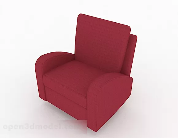 Red Fabric Minimalist Single Armchair 3d model Red Fabric Minimalist Single Armchair 3d model