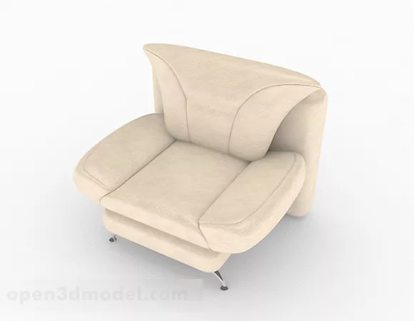 Beige Leather Single Armchair 3d model Beige Leather Single Armchair 3d model