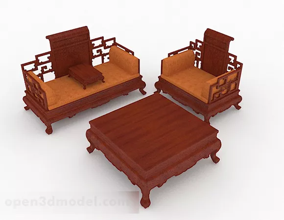 Chinese Style Sofa Table Red Wood 3d model Chinese Style Sofa Table Red Wood 3d model