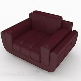 Dark Red Leather Single Armchair 3d model