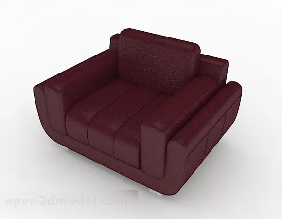 Dark Red Leather Single Armchair 3d model Dark Red Leather Single Armchair 3d model