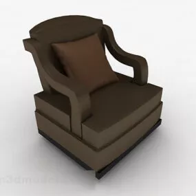 Brown Wood Vintage Single Armchair 3d model