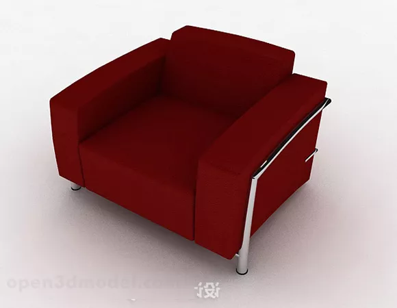 Red Fabric Minimalist Single Armchair V1 3d model Red Fabric Minimalist Single Armchair V1 3d model