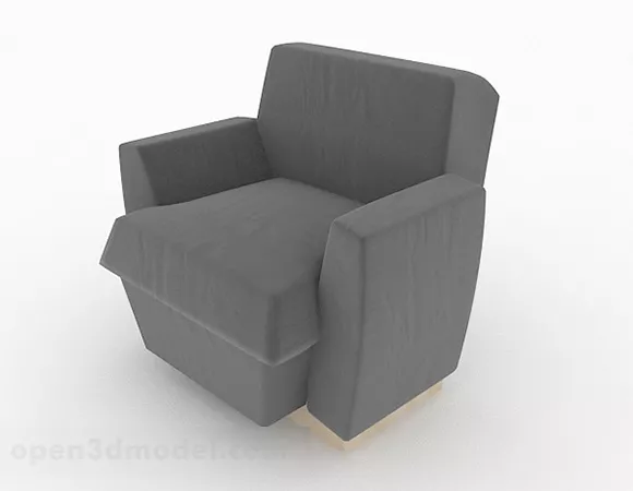 Gray Simple Single Armchair 3d model Gray Simple Single Armchair 3d model
