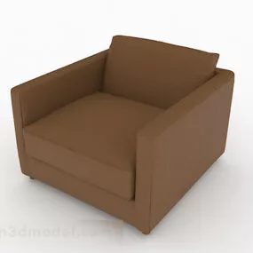 Brown Leather Minimalist Single Sofa V1 3d model