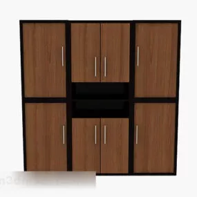 Brown Wood Bedroom Wardrobe 3d model