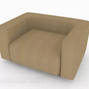 Brown Leather Minimalist Single Sofa V2 3d model