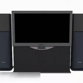 Standing Tv With Tower Soundbar 3d model