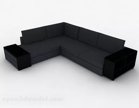 Home Simple Black Corner Sofa 3d model Home Simple Black Corner Sofa 3d model