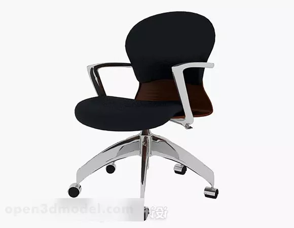 Black Office Wheels Chair 3d model Black Office Wheels Chair 3d model