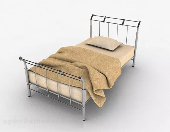Simple Single Iron Bed 3d model Simple Single Iron Bed 3d model