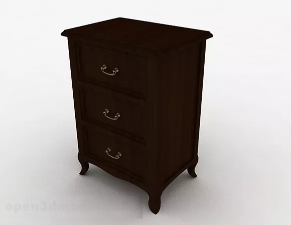 Brown Wooden Reto Bedside Table 3d model Brown Wooden Reto Bedside Table 3d model