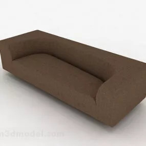 Brown Fabric 3 Seats Sofa 3d model