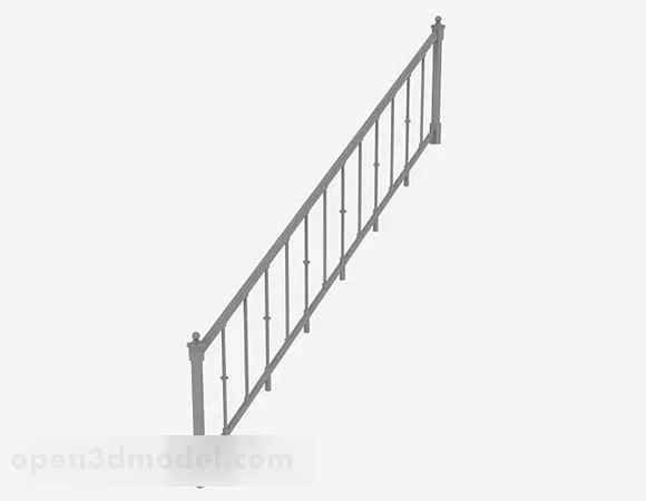 Staircase With Steel Handrails 3d model