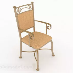 Yellow Wood Home Chair 3d model