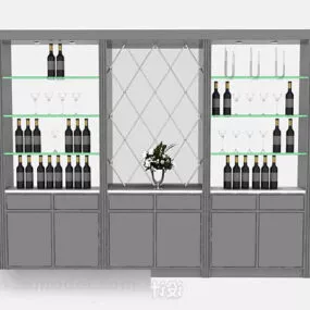 Gray Paint Wine Cooler Cabinet 3d model