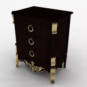 European Brown Bedside Table V1 3d model