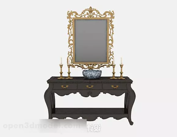 European Dressing Table With Mirror 3d model European Dressing Table With Mirror 3d model