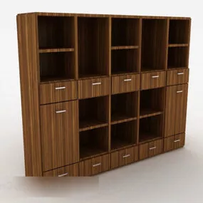 Brown Wooden Office Display Cabinet 3d model
