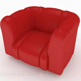 Home Single Armchair Red Fabric 3d model