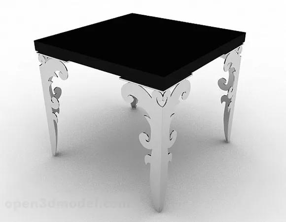 Black Dining Table Metal Legs 3d model Black Dining Table Metal Legs 3d model