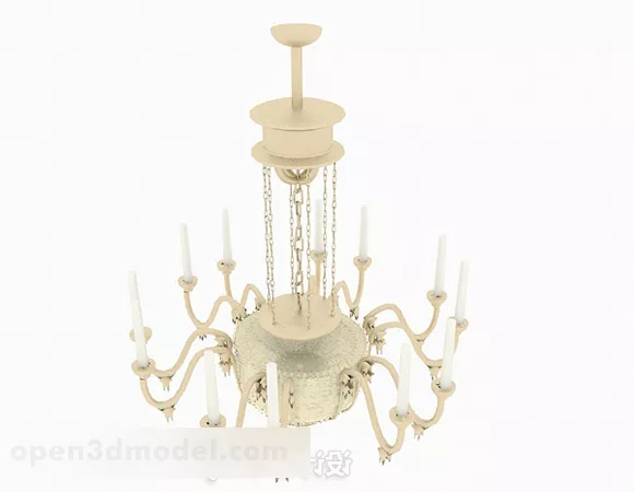 European Style Gold Chandelier 3d model European Style Gold Chandelier 3d model