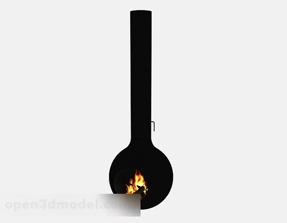 Stone Fireplace Modern Shape 3d model