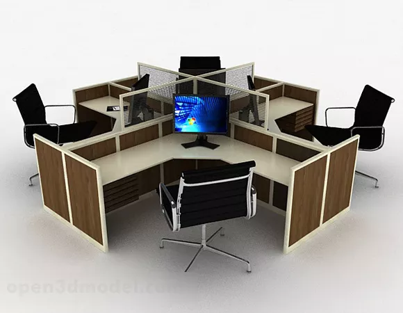 Office Brown Wooden Work Desk 3d model Office Brown Wooden Work Desk 3d model