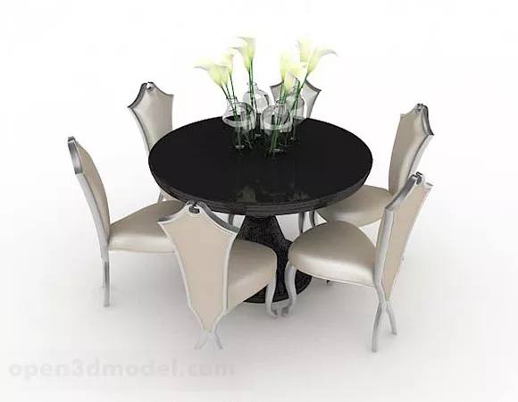 Furniture Round Dining Table Chair 3d model Furniture Round Dining Table Chair 3d model