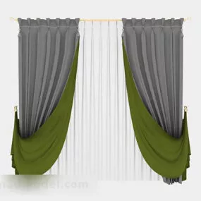 Gray Home Two Layers Curtains 3d model