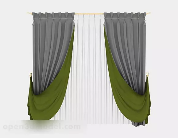 Gray Home Two Layers Curtains 3d model Gray Home Two Layers Curtains 3d model