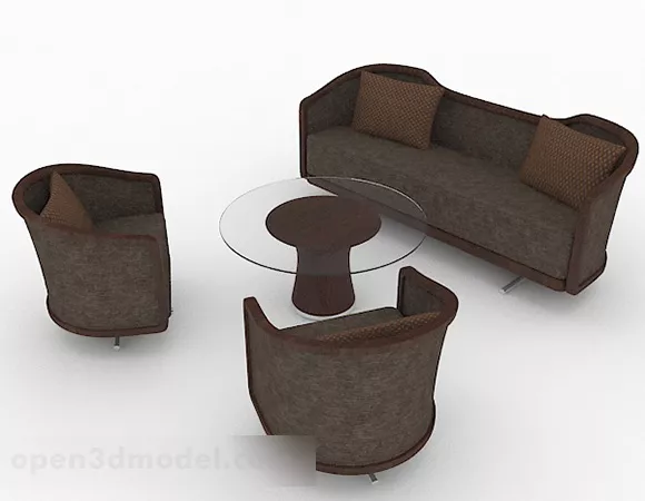 Brown Combination Sofa Chair 3d model Brown Combination Sofa Chair 3d model