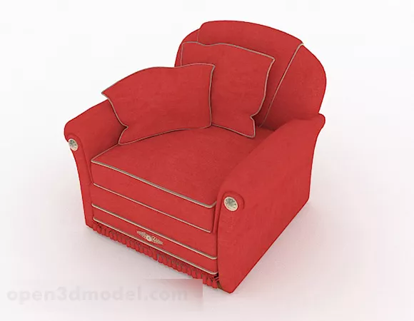 Red Fabric Home Single Sofa 3d model Red Fabric Home Single Sofa 3d model