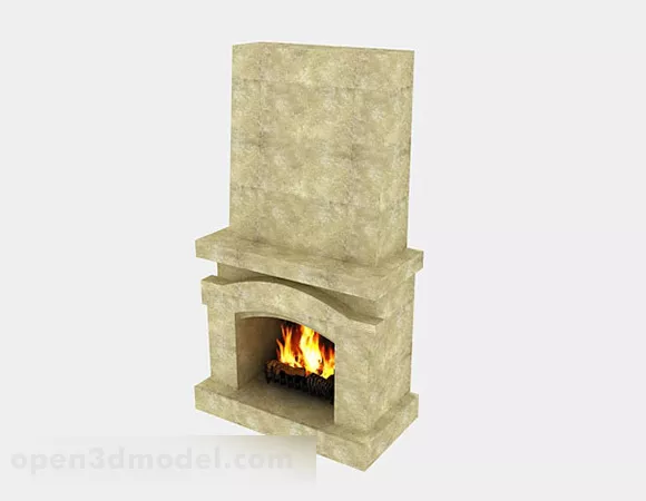 Minimalist Stone Fireplace 3d model Minimalist Stone Fireplace 3d model