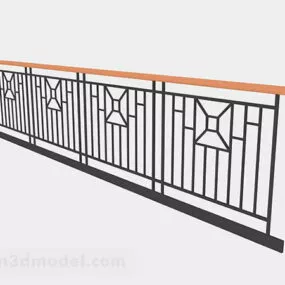 Black Railing Wooden Top 3d model