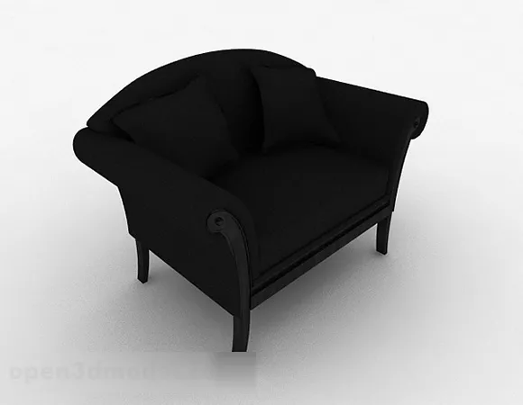 Antique Single Sofa Black Color 3d model Antique Single Sofa Black Color 3d model