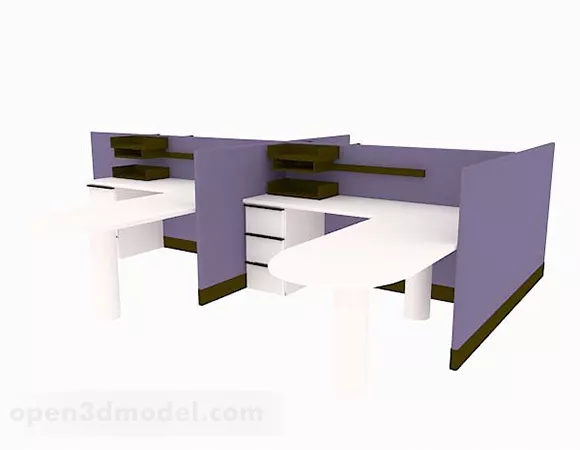 Purple Desk Office Furniture 3d model Purple Desk Office Furniture 3d model
