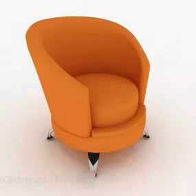 Minimalist Single Sofa Orange Fabric 3d model