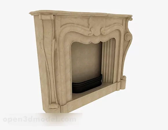 Elegant Modern Fireplace 3d model
