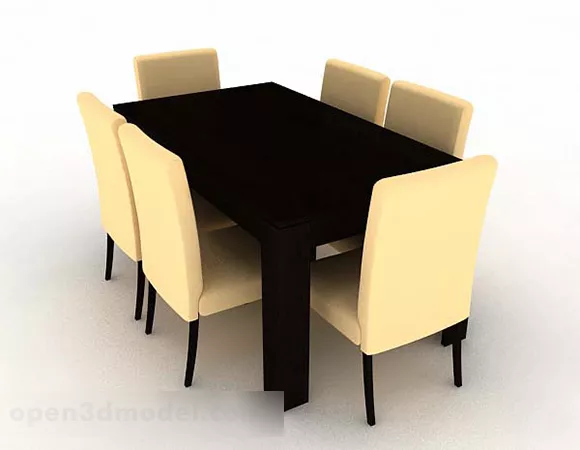Wooden Dining Table Chair Simple Style 3d model Wooden Dining Table Chair Simple Style 3d model