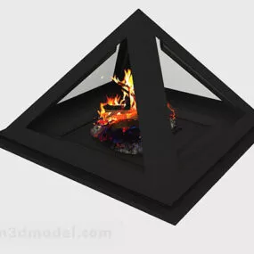 Minimalist Fireplace Black Iron 3d model