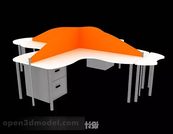 Office White Desk With Dividers 3d model Office White Desk With Dividers 3d model