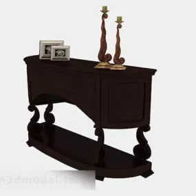Wooden Office Cabinet With Decoration 3d model