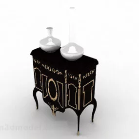 Black Decorative Office Cabinet 3d model