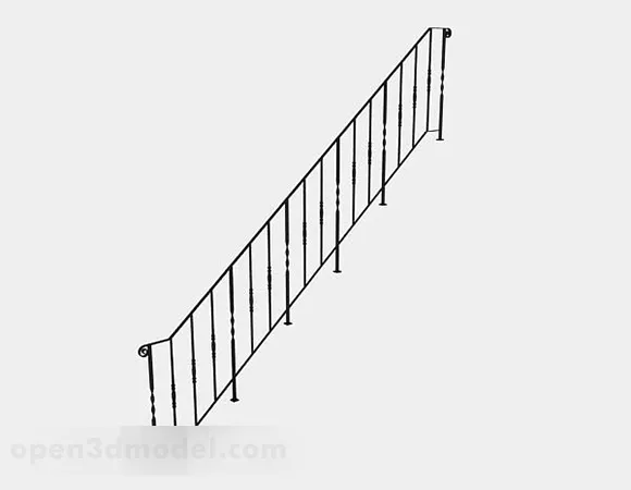 Staircase With Right Handrail 3d model