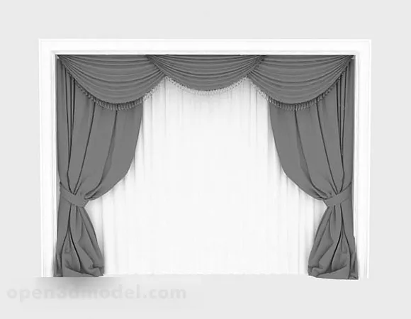 Gray Home Curtains 3d model Gray Home Curtains 3d model