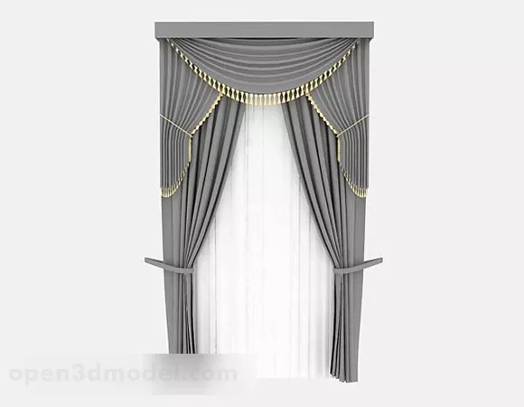 Gray Curtain Classic Style 3d model Gray Curtain Classic Style 3d model