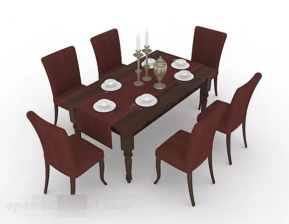 Dining Table Chair Set Wooden 3d model Dining Table Chair Set Wooden 3d model
