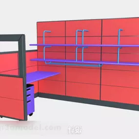 Red Office Desk 3d model
