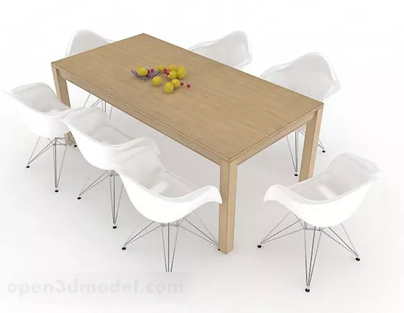 Simple Dining Table Chair Set 3d model Simple Dining Table Chair Set 3d model